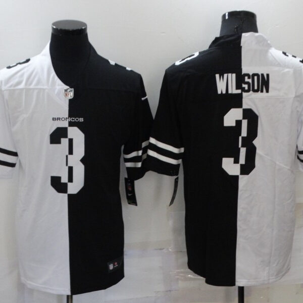Men’s Nike Denver Broncos #3 Russell Wilson Black And White Split Vapor Untouchable Limited Jersey