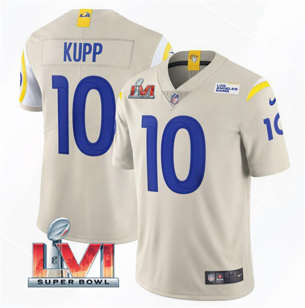 Men’s Los Angeles Rams #10 Cooper Kupp 2022 Bone Super Bowl LVI Vapor Limited Stitched Jersey
