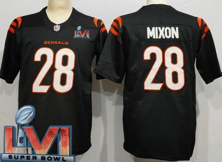 Men’s Cincinnati Bengals #28 Joe Mixon Limited Black 2022 Super Bowl LVI Bound Vapor Jersey