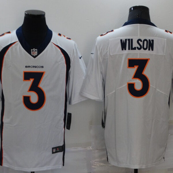 Men’s Denver Broncos #3 Russell Wilson White Vapor Untouchable Limited Stitched Jersey