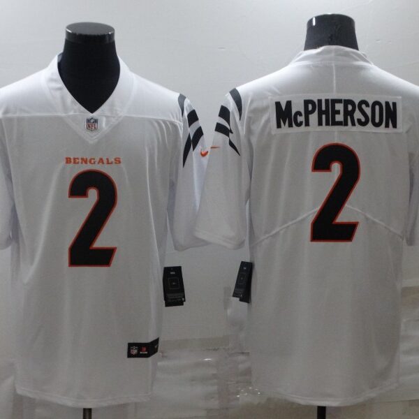 Men’s Cincinnati Bengals #2 Evan McPherson NEW White 2021 Vapor Untouchable Stitched NFL Nike Limited Jersey
