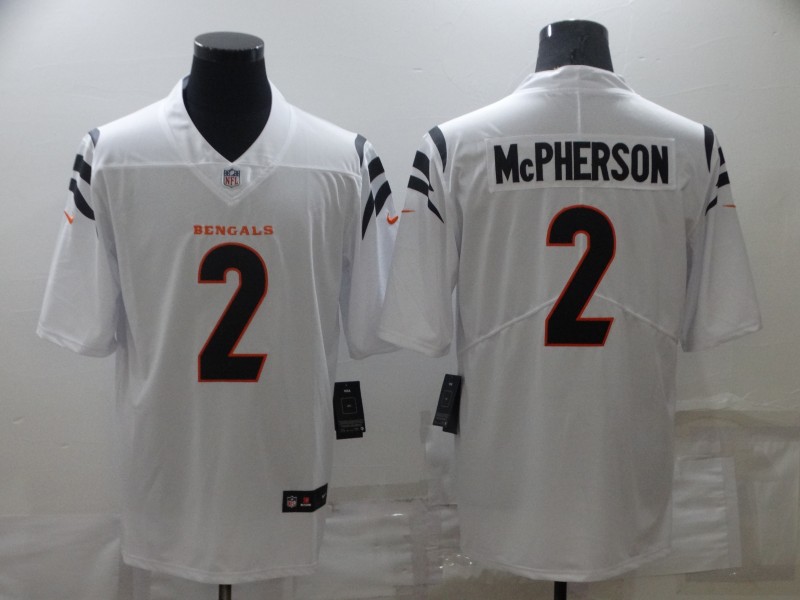 Men’s Cincinnati Bengals #2 Evan McPherson NEW White 2021 Vapor Untouchable Stitched NFL Nike Limited Jersey