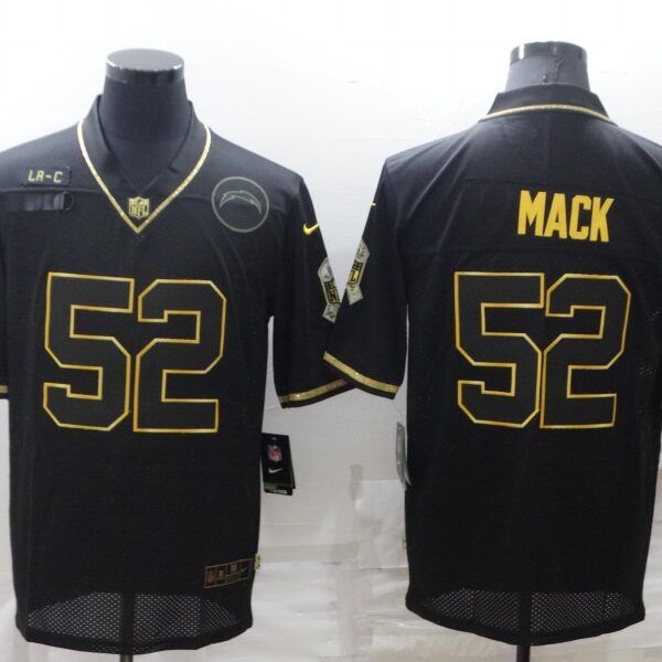 Men’s Los Angeles Chargers #52 Khalil Mack Black Gold Salute To Service Limited Stitched Jersey