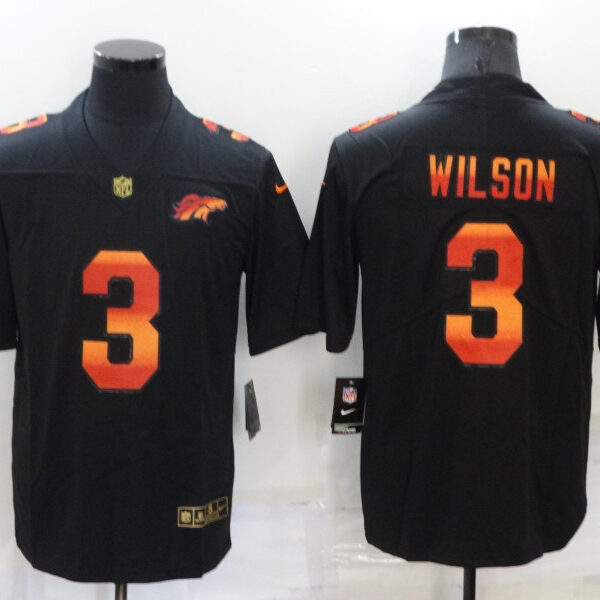 Men’s Denver Denver Broncos #3 Russell Wilson Black Nike Red Orange Stripe Vapor Limited NFL Jersey