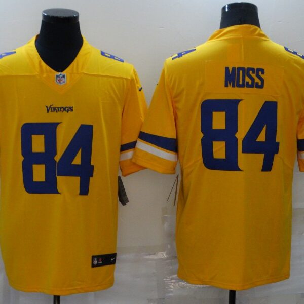Men’s Minnesota Vikings #84 Randy Moss Gold Inverted Legend Stitched NFL Nike Limited Jersey