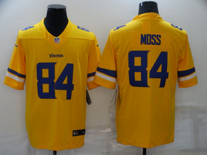 Men’s Minnesota Vikings #84 Randy Moss Gold Inverted Legend Stitched NFL Nike Limited Jersey