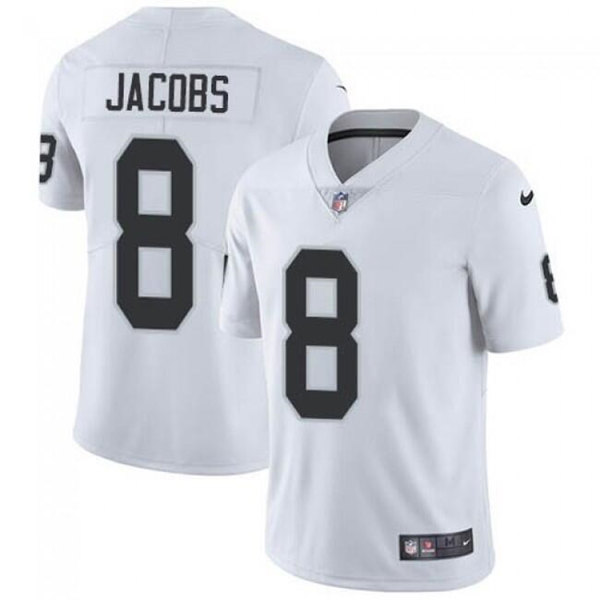 Men’s Las Vegas Raiders #8 Josh Jacobs White Vapor Limited Stitched Jersey
