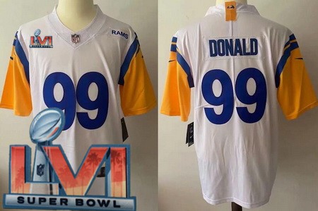 Men’s Los Angeles Rams #99 Aaron Donald Limited White Alternate 2022 Super Bowl LVI Bound Vapor Jersey