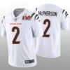 Men’s Cincinnati Bengals #2 Evan McPherson 2022 White Super Bowl LVI Vapor Limited Stitched Jersey