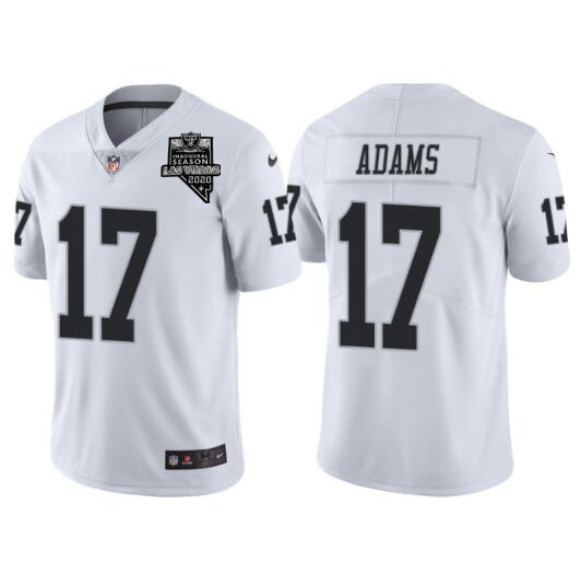 Men’s Las Vegas Raiders #17 Davante Adams White With 2020 Inaugural Season Patch Vapor Limited Stitched Jersey