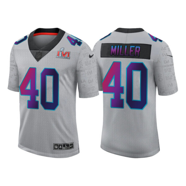 Men’s Los Angeles Rams #40 Von Miller 2022 Grey Super Bowl LVI Limited Stitched Jersey