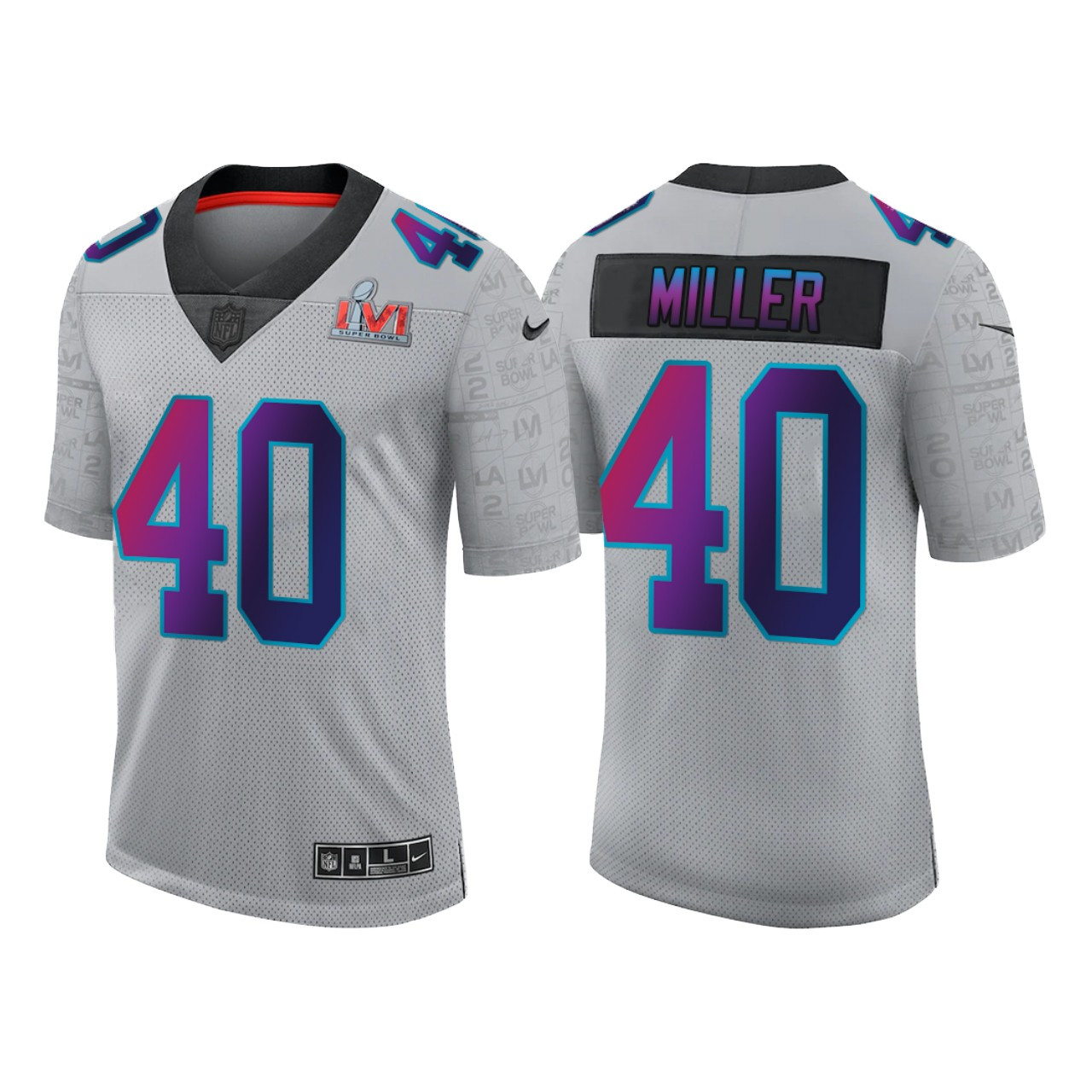 Men’s Los Angeles Rams #40 Von Miller 2022 Grey Super Bowl LVI Limited Stitched Jersey