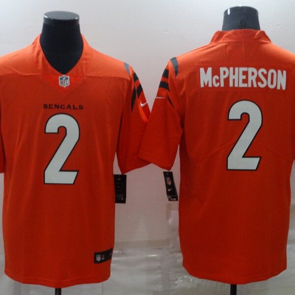 Men’s Cincinnati Bengals #2 Evan McPherson NEW Orange 2021 Vapor Untouchable Stitched NFL Nike Limited Jersey