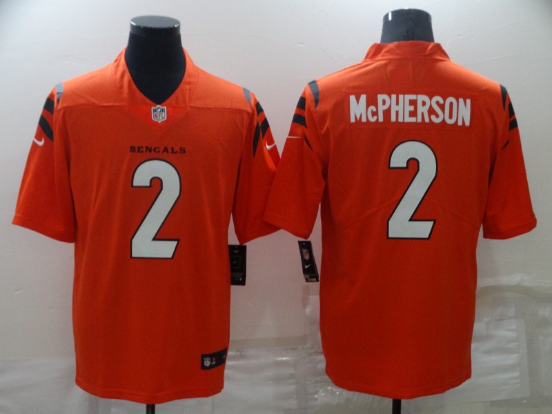Men’s Cincinnati Bengals #2 Evan McPherson NEW Orange 2021 Vapor Untouchable Stitched NFL Nike Limited Jersey