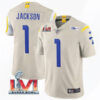 Men’s Los Angeles Rams #1 DeSean Jackson 2022 Bone Super Bowl LVI Vapor Limited Stitched Jersey