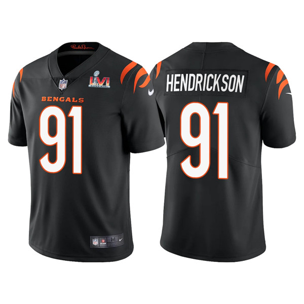 Men’s Cincinnati Bengals #91 Trey Hendrickson 2022 Black Super Bowl LVI Vapor Limited Stitched Jersey