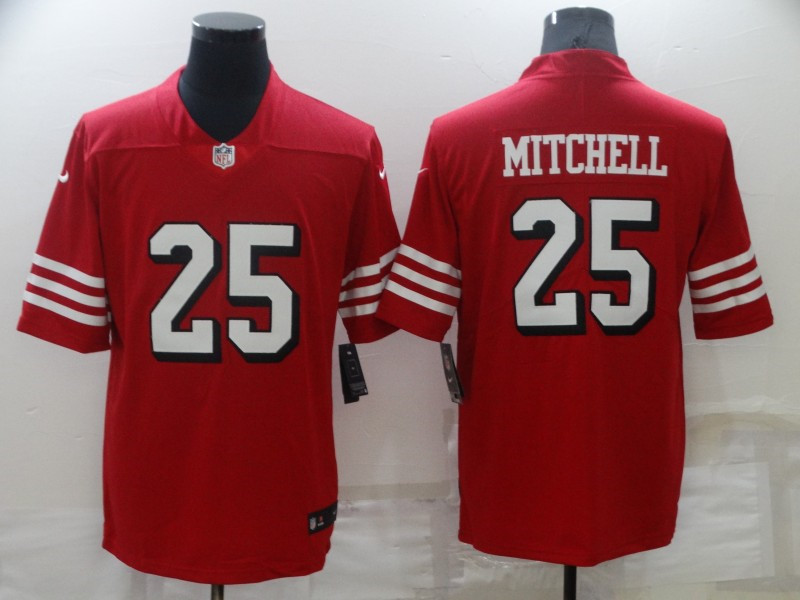 Men’s San Francisco 49ers #25 Eli Mitchell New Red 2021 Color Rush Vapor Untouchable Limited Jersey