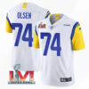 Men’s Los Angeles Rams #74 Merlin Olsen 2022 White Super Bowl LVI Vapor Limited Stitched Jersey