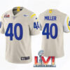 Men’s Los Angeles Rams #40 Von Miller 2022 Bone Super Bowl LVI Vapor Limited Stitched Jersey