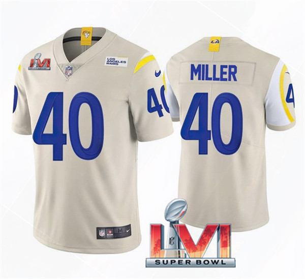 Men’s Los Angeles Rams #40 Von Miller 2022 Bone Super Bowl LVI Vapor Limited Stitched Jersey