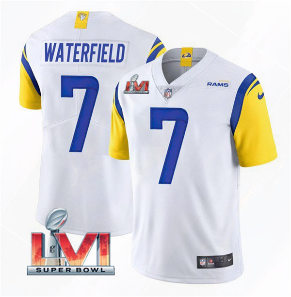 Men’s Los Angeles Rams #7 Bob Waterfield 2022 White Super Bowl LVI Vapor Limited Stitched Jersey