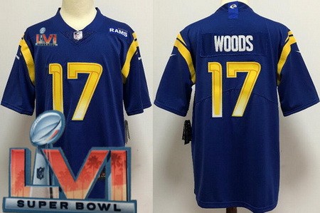 Men’s Los Angeles Rams #17 Robert Woods Limited Blue 2022 Super Bowl LVI Bound Vapor Jersey