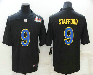 Men’s Los Angeles Rams #9 Matthew Stafford Black 2022 Super Bowl LVI Vapor Untouchable Stitched Limited Fashion Jersey