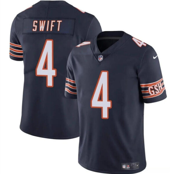 Men’s Chicago Bears #4 D’Andre Swift Navy Vapor Football Stitched Jersey