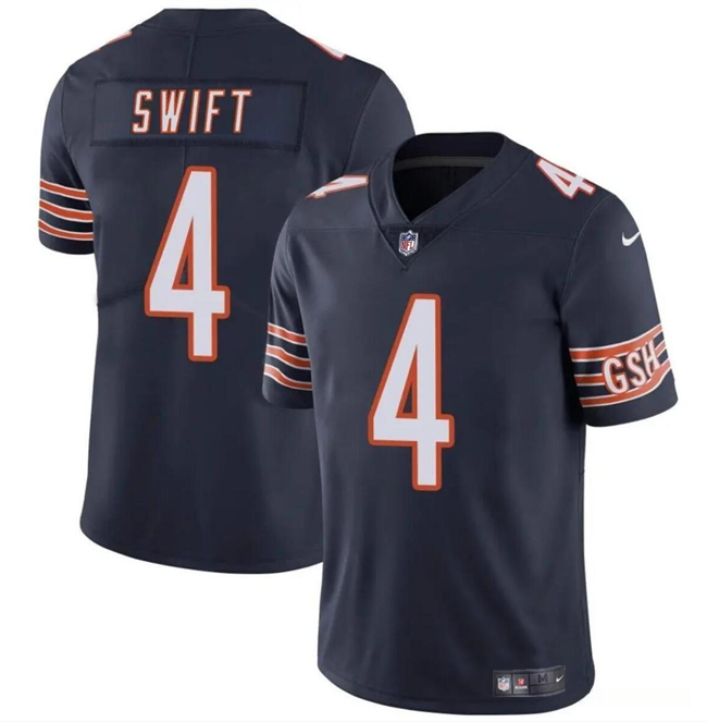 Men’s Chicago Bears #4 D’Andre Swift Navy Vapor Football Stitched Jersey