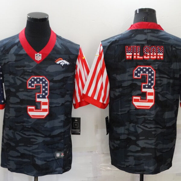 Men’s Denver Broncos #3 Russell Wilson USA Camo 2020 Salute To Service Stitched NFL Nike Limited Jersey