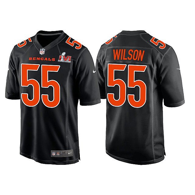 Men’s Cincinnati Bengals #55 Logan Wilson 2022 Black Super Bowl LVI Game Stitched Jersey