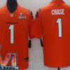 Men’s Cincinnati Bengals #1 Ja’Marr Chase Limited Orange 2022 Super Bowl LVI Bound Vapor Jersey