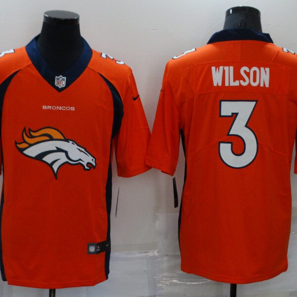Men’s Denver Broncos #3 Russell Wilson Orange Big Logo Number Vapor Untouchable Stitched NFL Nike Fashion Limited Jersey