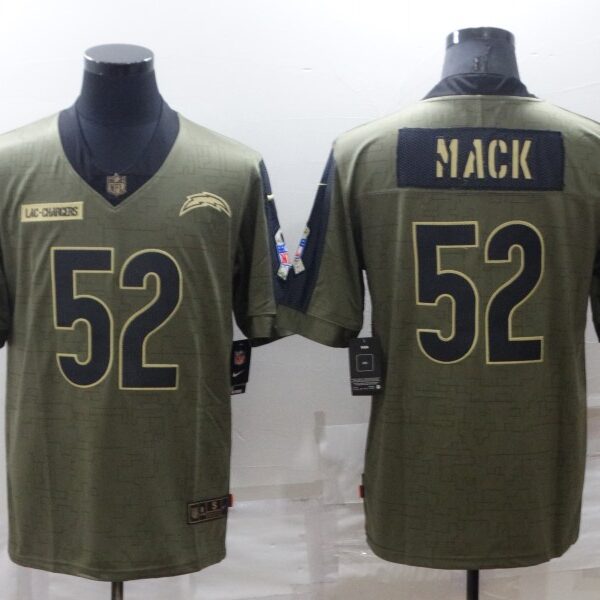 Men’s Los Angeles Chargers #52 Khalil Mack Olive Salute To Service Limited Stitched Jersey