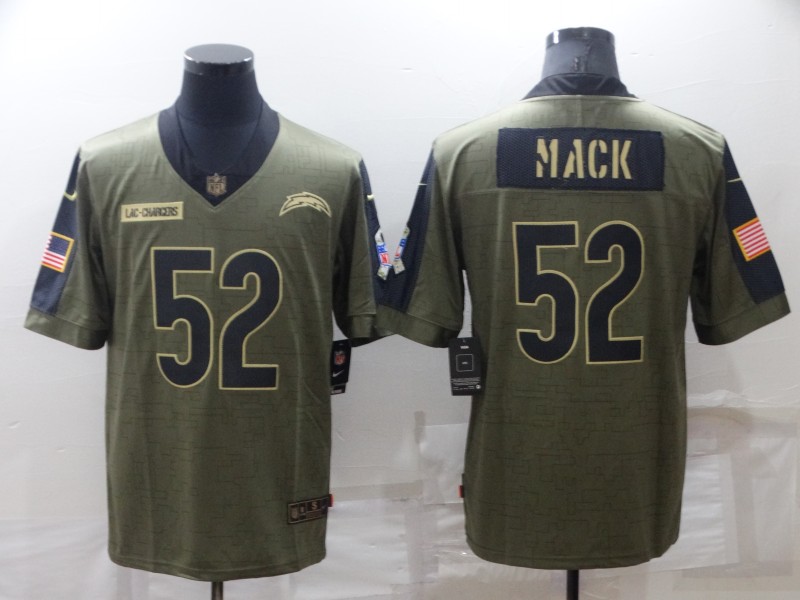Men’s Los Angeles Chargers #52 Khalil Mack Olive Salute To Service Limited Stitched Jersey