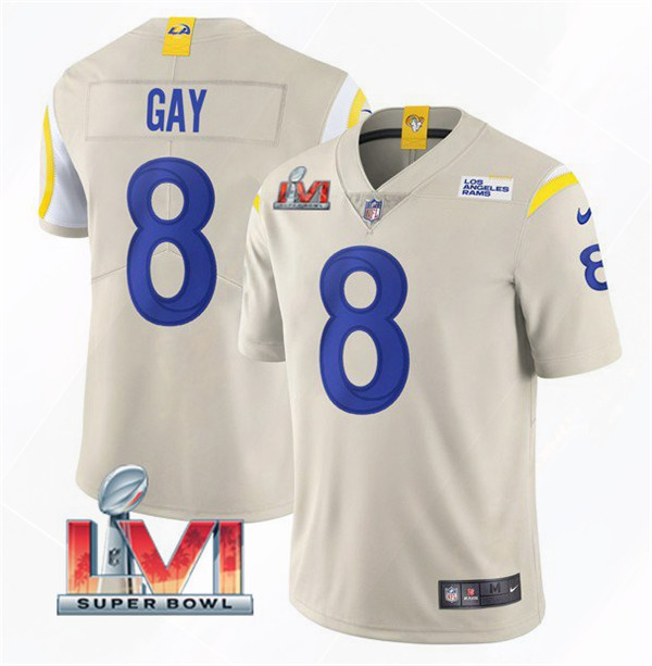 Men’s Los Angeles Rams #8 Matt Gay 2022 Bone Super Bowl LVI Vapor Limited Stitched Jersey