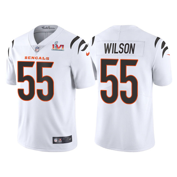 Men’s Cincinnati Bengals #55 Logan Wilson 2022 White Super Bowl LVI Vapor Limited Stitched Jersey