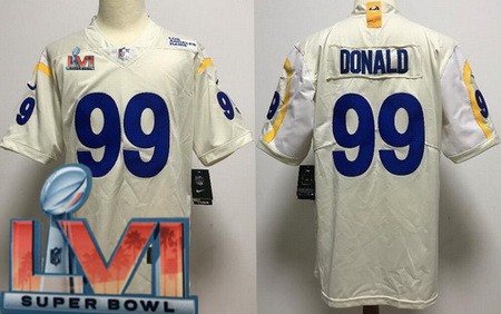 Men’s Los Angeles Rams #99 Aaron Donald Limited Bone 2022 Super Bowl LVI Bound Vapor Jersey