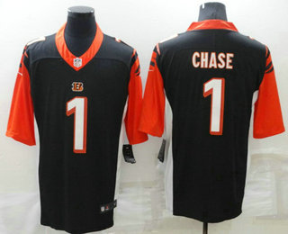 Men’s Cincinnati Bengals #1 JaMarr Chase Black 2020 Vapor Untouchable Stitched NFL Nike Limited Jersey