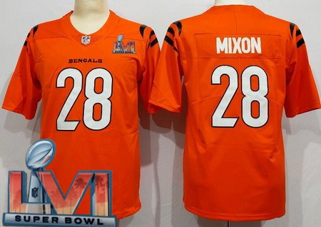 Men’s Cincinnati Bengals #28 Joe Mixon Limited Orange 2022 Super Bowl LVI Bound Vapor Jersey