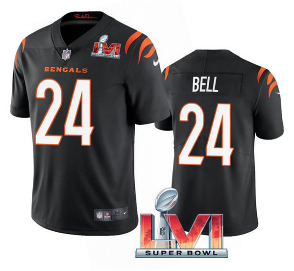 Men’s Cincinnati Bengals #24 Vonn Bell 2022 Black Super Bowl LVI Vapor Limited Stitched Jersey