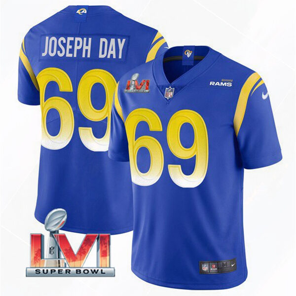 Men’s Los Angeles Rams #69 Sebastian Joseph-Day 2022 Royal Super Bowl LVI Vapor Limited Stitched Jersey