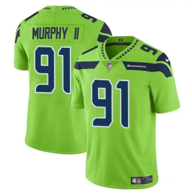 Men’s Seattle Seahawks #91 Byron Murphy II Green 2024 Draft Vapor Limited Football Stitched Jersey
