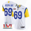 Men’s Los Angeles Rams #69 Sebastian Joseph-Day 2022 White Super Bowl LVI Vapor Limited Stitched Jersey