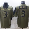 Men’s Denver Broncos #3 Russell Wilson Olive 2021 Salute To Service Limited Stitched Jersey
