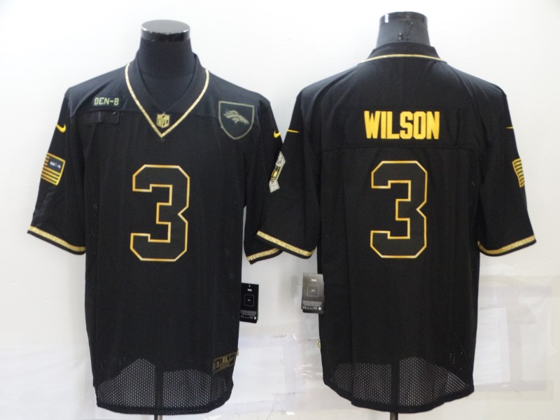 Men’s Nike Denver Broncos #3 Russell Wilson Black 2020 Salute To Service Limited Jersey