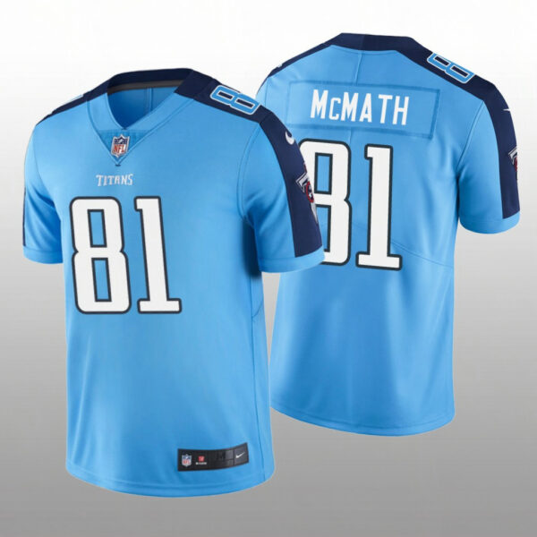 Men’s Tennessee Titans #81 Racey McMath Light Blue Vapor Limited Nike Jersey