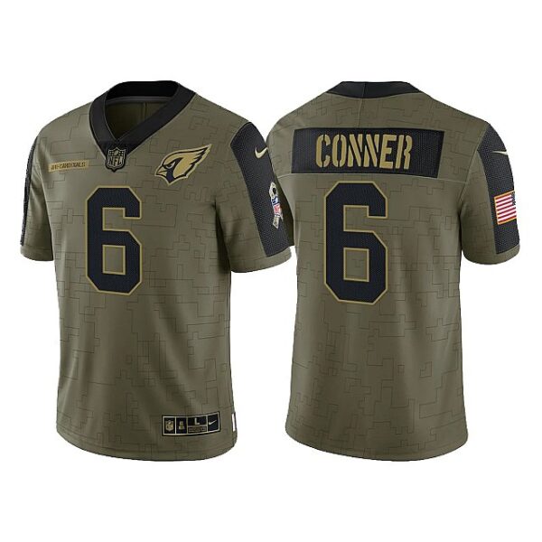 Men’s Arizona Cardinals #6 James Conner 2021 Salute To Service Olive Limited Jersey