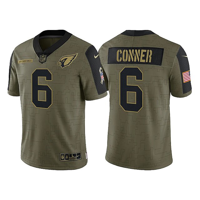 Men’s Arizona Cardinals #6 James Conner 2021 Salute To Service Olive Limited Jersey