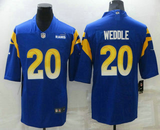 Men’s Los Angeles Rams #20 Eric Weddle 2021 Blue Vapor Untouchable Limited Stitched Jersey